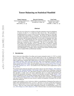 Tensor Balancing on Statistical Manifold