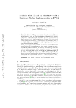 Multiple Fault Attack on PRESENT with a Hardware Trojan Implementation
  in FPGA