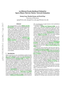 An Efficient Pseudo-likelihood Method for Sparse Binary Pairwise Markov
  Network Estimation