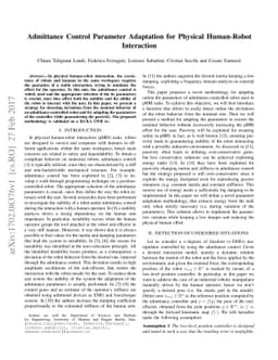 Admittance Control Parameter Adaptation for Physical Human-Robot
  Interaction
