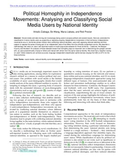 Political Homophily in Independence Movements: Analysing and Classifying
  Social Media Users by National Identity