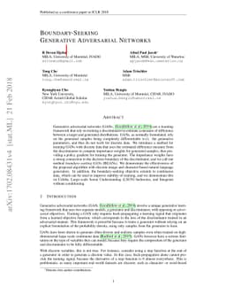 Boundary-Seeking Generative Adversarial Networks