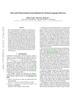 Soft Label Memorization-Generalization for Natural Language Inference