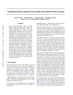 Stabilising Experience Replay for Deep Multi-Agent Reinforcement
  Learning