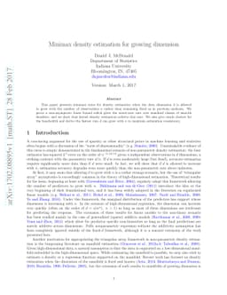Minimax density estimation for growing dimension