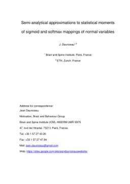 Semi-analytical approximations to statistical moments of sigmoid and
  softmax mappings of normal variables