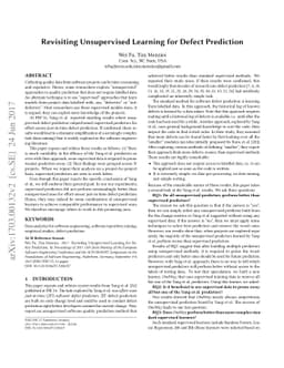 Revisiting Unsupervised Learning for Defect Prediction