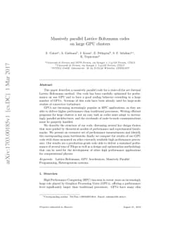Massively parallel lattice-Boltzmann codes on large GPU clusters