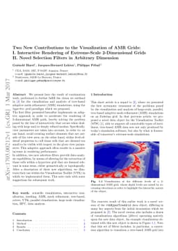 Two New Contributions to the Visualization of AMR Grids: I. Interactive
  Rendering of Extreme-Scale 2-Dimensional Grids II. Novel Selection Filters in
  Arbitrary Dimension
