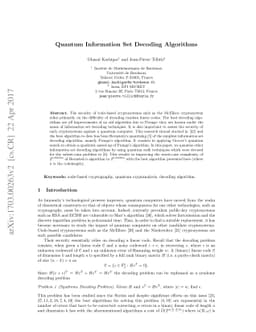 Quantum Information Set Decoding Algorithms