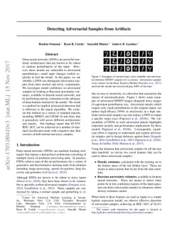 Detecting Adversarial Samples from Artifacts