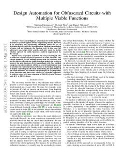 Design Automation for Obfuscated Circuits with Multiple Viable Functions