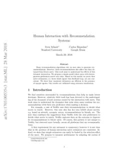 Human Interaction with Recommendation Systems