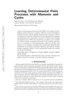 Learning Determinantal Point Processes with Moments and Cycles