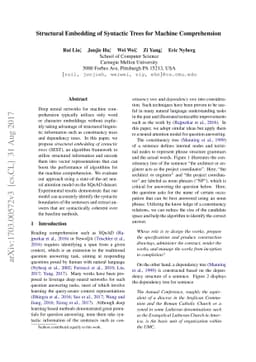 Structural Embedding of Syntactic Trees for Machine Comprehension