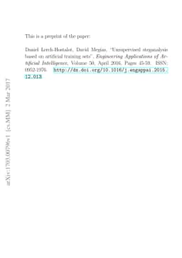 Unsupervised Steganalysis Based on Artificial Training Sets