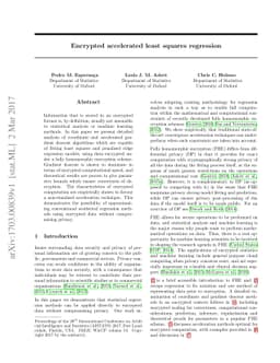 Encrypted accelerated least squares regression