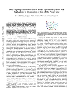 Exact Topology Reconstruction of Radial Dynamical Systems with
  Applications to Distribution System of the Power Grid