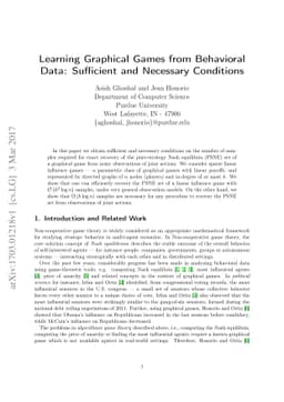 Learning Graphical Games from Behavioral Data: Sufficient and Necessary
  Conditions