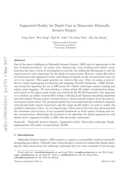 Augmented Reality for Depth Cues in Monocular Minimally Invasive Surgery