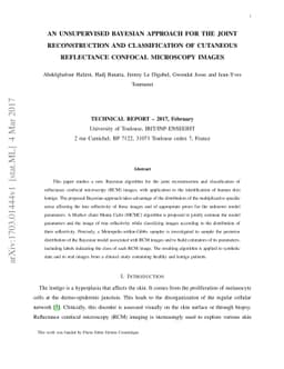 An unsupervised bayesian approach for the joint reconstruction and
  classification of cutaneous reflectance confocal microscopy images