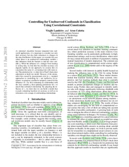 Controlling for Unobserved Confounds in Classification Using
  Correlational Constraints