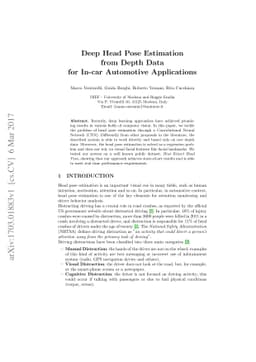 Deep Head Pose Estimation from Depth Data for In-car Automotive
  Applications
