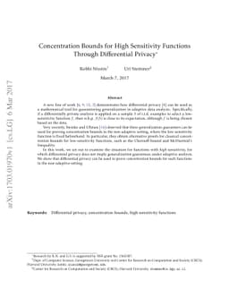 Concentration Bounds for High Sensitivity Functions Through Differential
  Privacy
