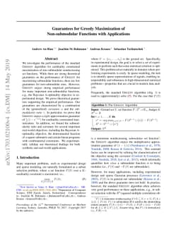 Guarantees for Greedy Maximization of Non-submodular Functions with
  Applications