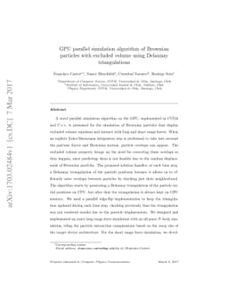 GPU parallel simulation algorithm of Brownian particles with excluded
  volume using Delaunay triangulations