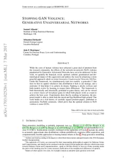 Stopping GAN Violence: Generative Unadversarial Networks