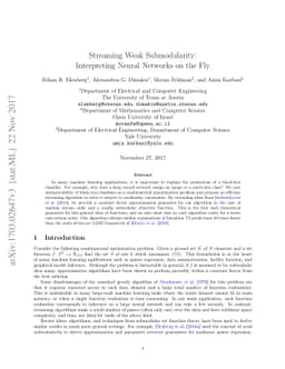 Streaming Weak Submodularity: Interpreting Neural Networks on the Fly
