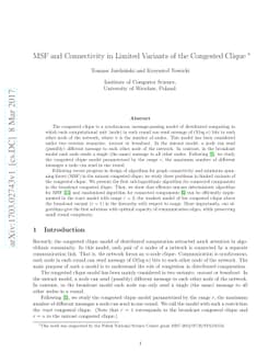 MSF and Connectivity in Limited Variants of the Congested Clique