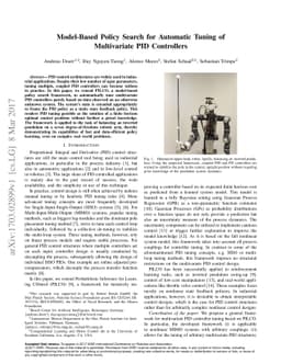 Model-Based Policy Search for Automatic Tuning of Multivariate PID
  Controllers