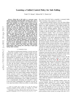 Learning a Unified Control Policy for Safe Falling