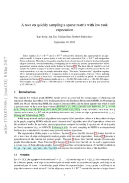 A note on quickly sampling a sparse matrix with low rank expectation
