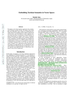 Embedding Tarskian Semantics in Vector Spaces