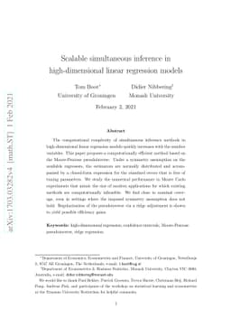 Scalable simultaneous inference in high-dimensional linear regression
  models