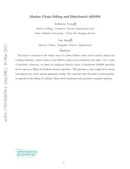 Markov Chain Lifting and Distributed ADMM