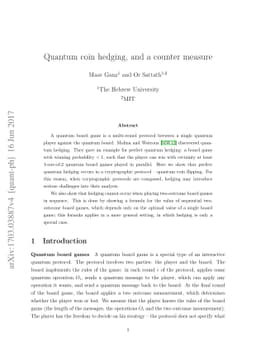 Quantum coin hedging, and a counter measure
