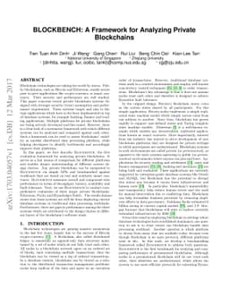 BLOCKBENCH: A Framework for Analyzing Private Blockchains