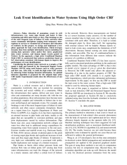 Leak Event Identification in Water Systems Using High Order CRF