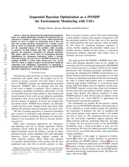 Sequential Bayesian Optimisation as a POMDP for Environment Monitoring
  with UAVs