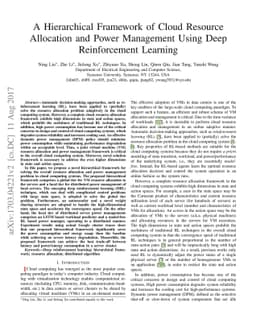 A Hierarchical Framework of Cloud Resource Allocation and Power
  Management Using Deep Reinforcement Learning