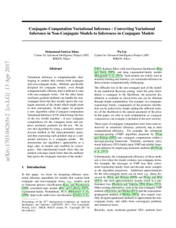 Conjugate-Computation Variational Inference : Converting Variational
  Inference in Non-Conjugate Models to Inferences in Conjugate Models