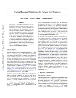 Practical Bayesian Optimization for Variable Cost Objectives