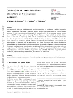 Optimization of Lattice Boltzmann Simulations on Heterogeneous Computers