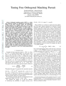 Tuning Free Orthogonal Matching Pursuit