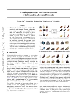 Learning to Discover Cross-Domain Relations with Generative Adversarial
  Networks