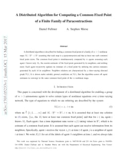 A Distributed Algorithm for Computing a Common Fixed Point of a Finite
  Family of Paracontractions